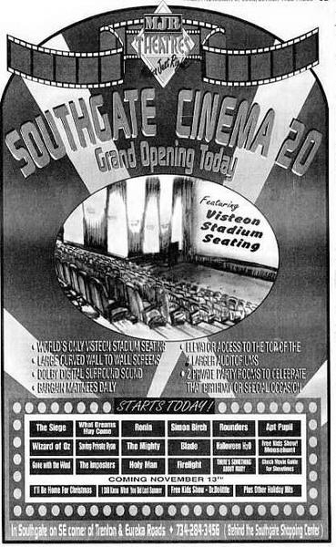 MJR Southgate Cinema 20 - 1998-11-06 Ad (newer photo)